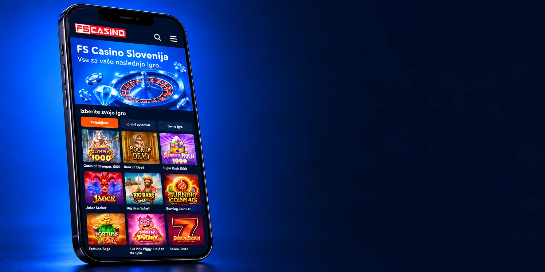 Mobilna različica FS Casino na telefonu